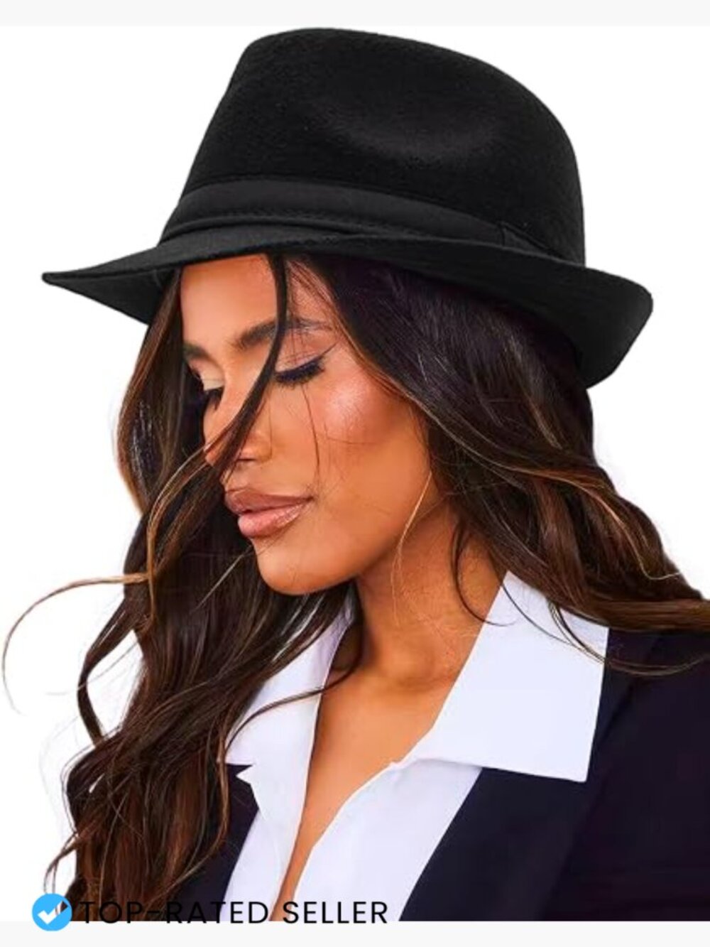 Men's Short Brim Felt Fedora Hat Structured Winter Wool-Like Polyester Classic